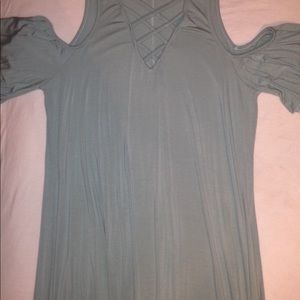 Cold shoulder Mint and Navy blue dress